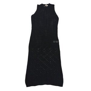 Joie Black Sleeveless Knit Crochet Pattern Midi Dress XS, NWOT.
